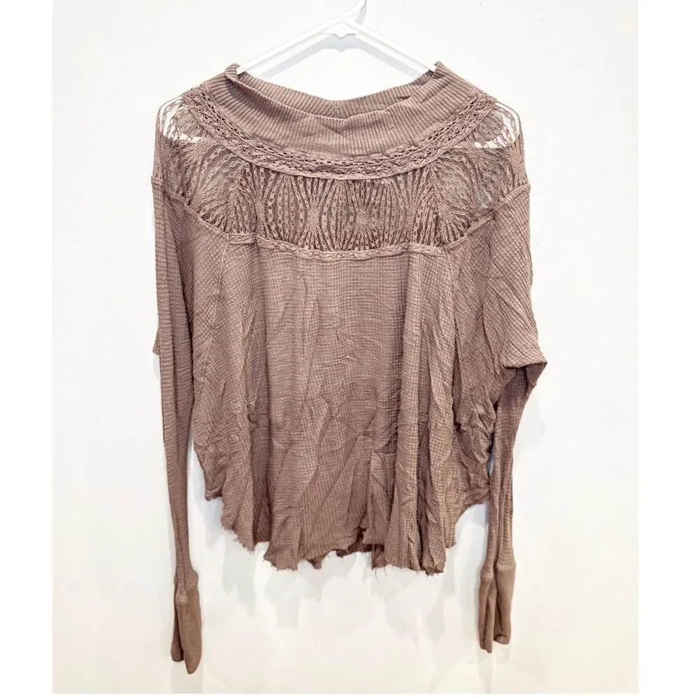 Free people spring valley long sleeve top brown tan